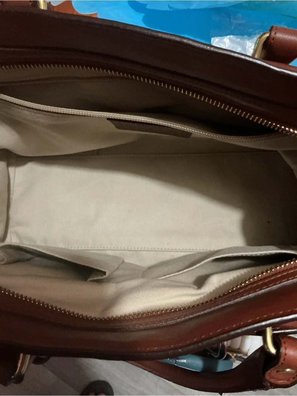 Coach Brown Leather Satchel with Playful Charm Accents - Picture 4 of 6